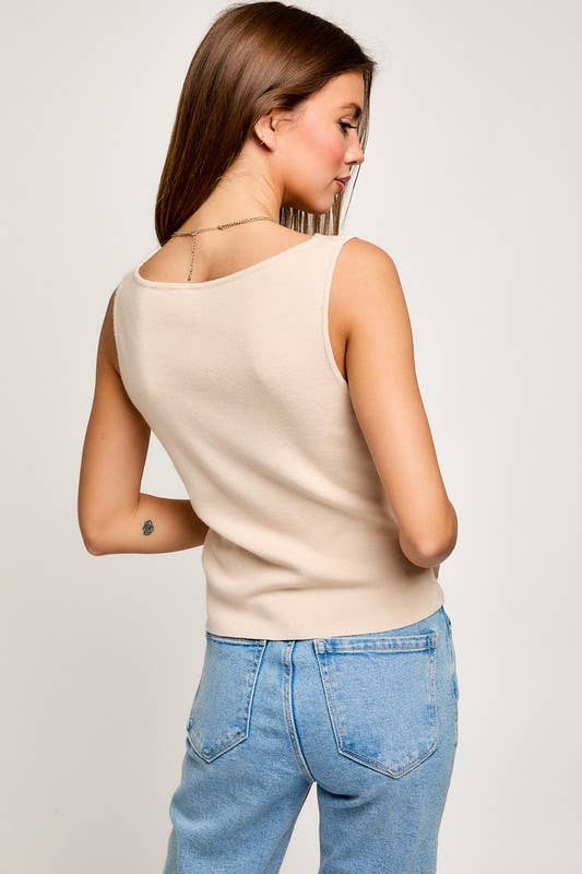 Boat Neck Sleeveless Top