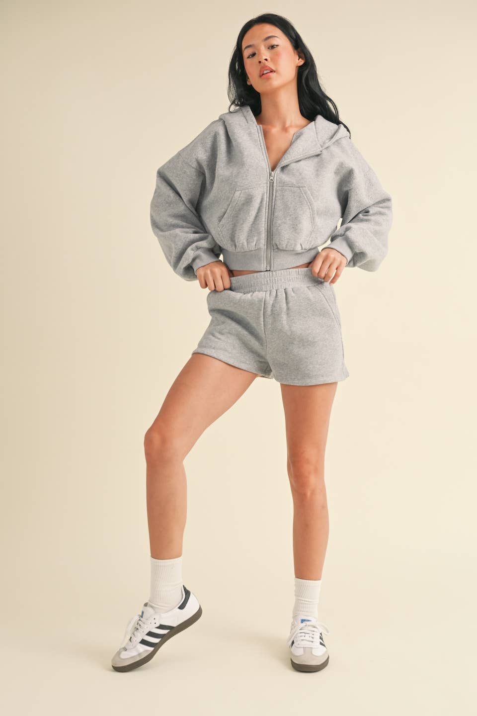 Cozy Fleece Oversized Crop Full Zip Hoodie