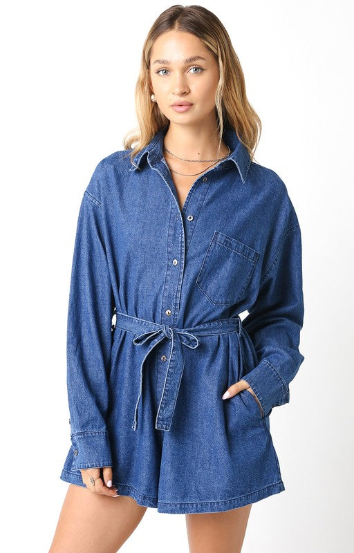 Take Me Home Denim Romper