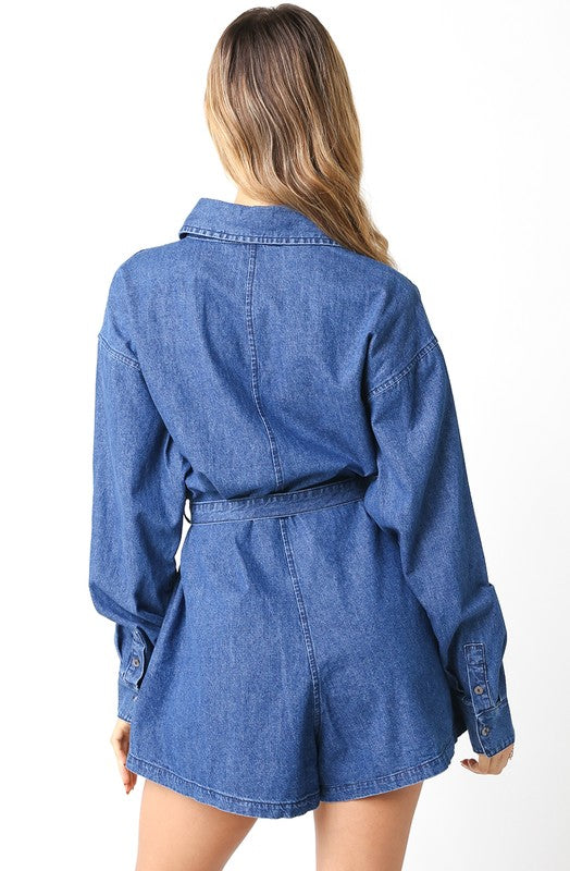 Take Me Home Denim Romper