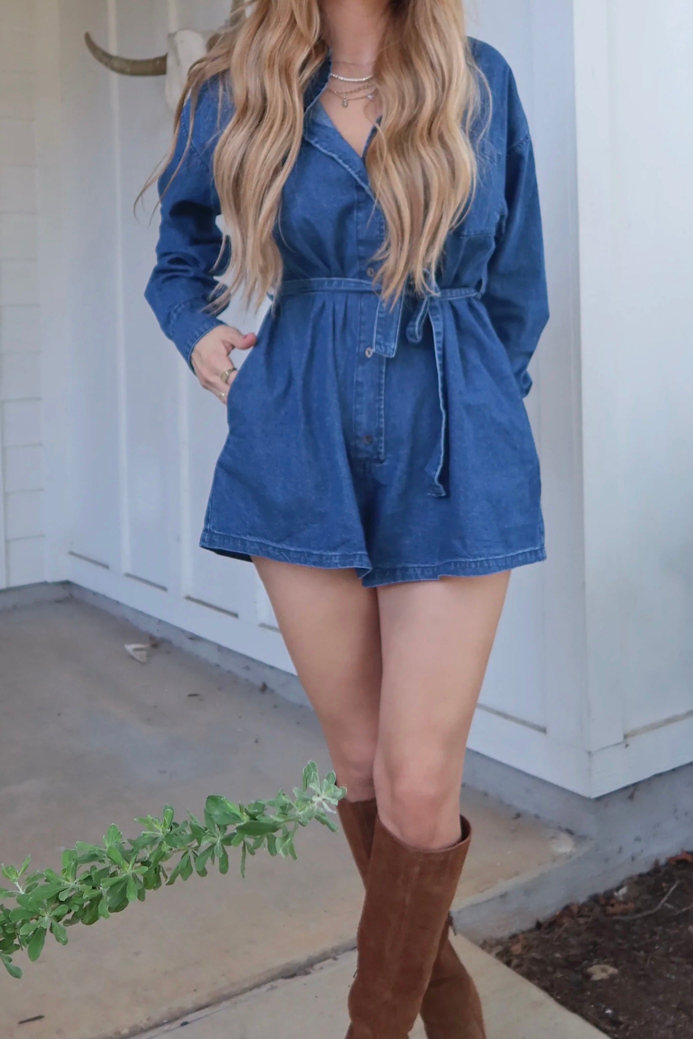 Take Me Home Denim Romper