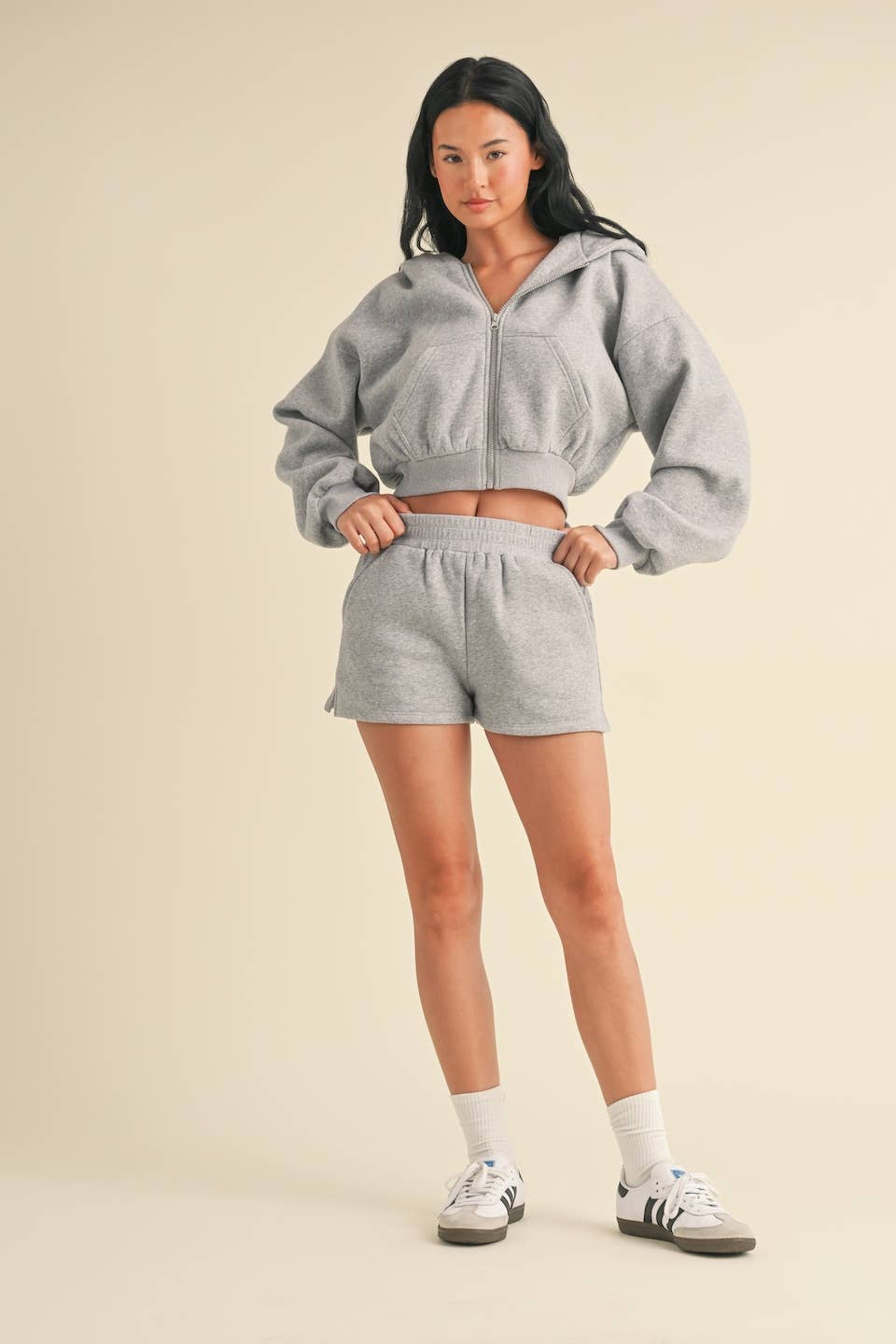 Cozy Fleece Oversized Crop Full Zip Hoodie