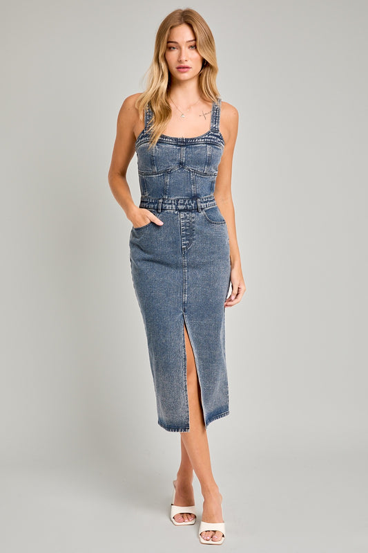 Good Luck Bustier Denim Dress